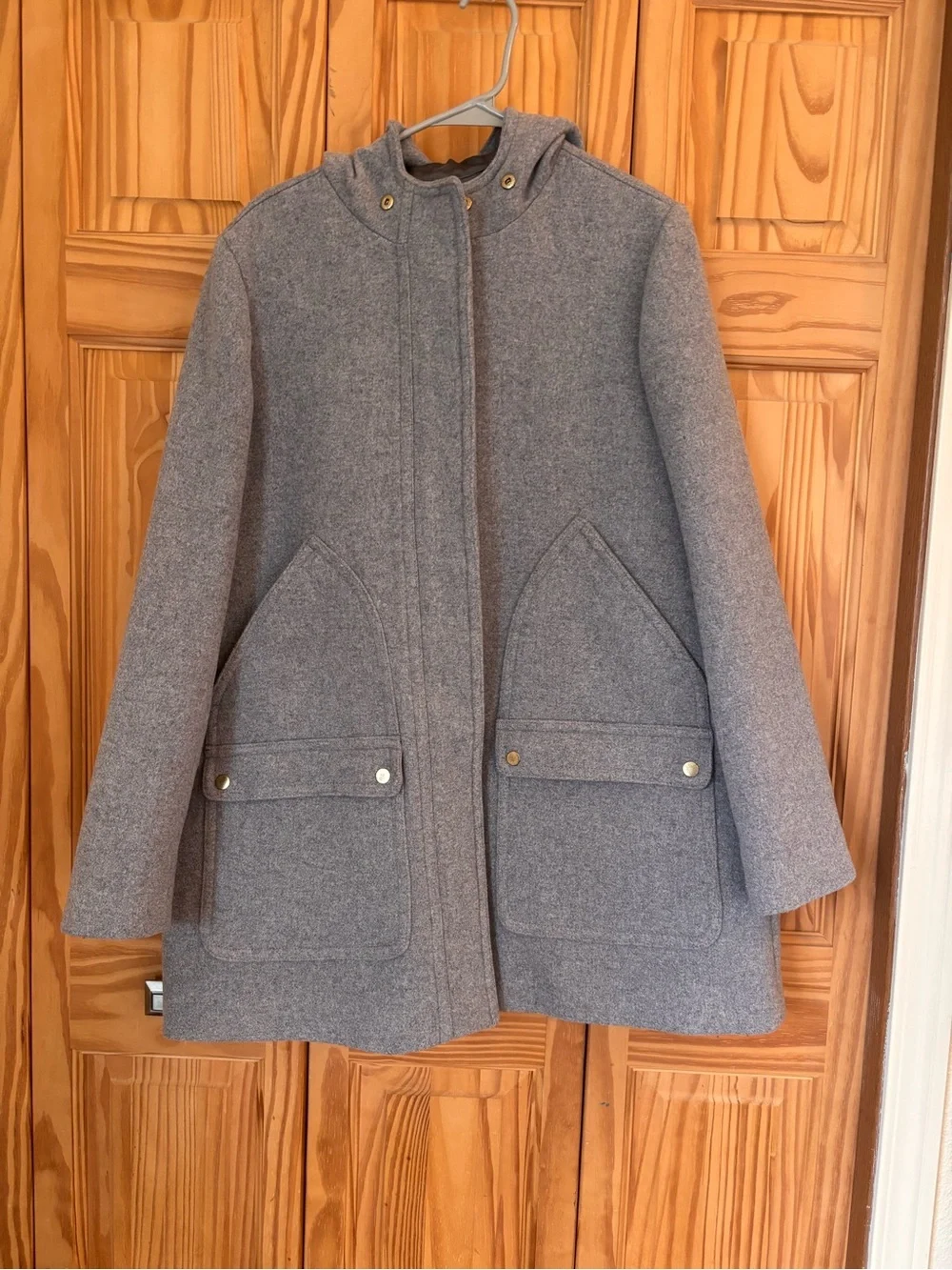 J Crew Gray Wool-Blend Hooded Coat - Picture 1 of 10